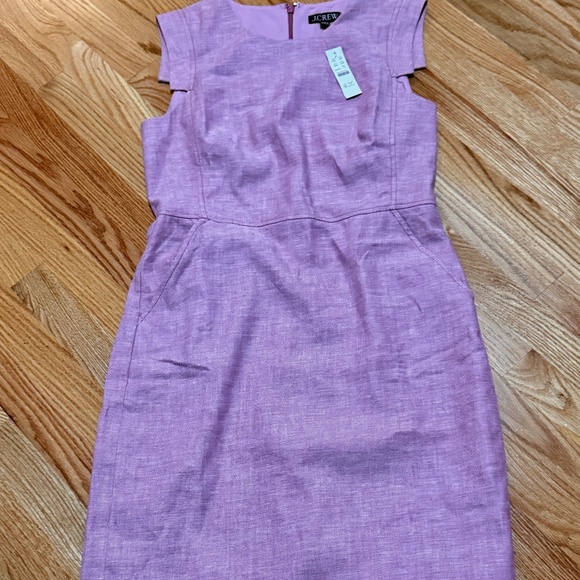Jcrew J.Crew New Resume Dress Pink in Stretch Linen size 12 - Picture 1 of 4